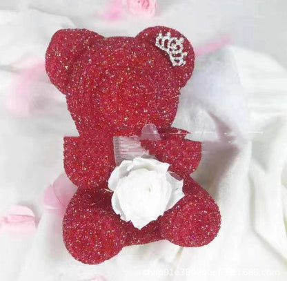 Rose Soap Flower Crystal Diamond Bear